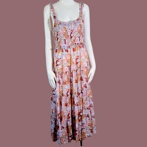 Astr Pink and Orange Ruffled Tiered Sundress